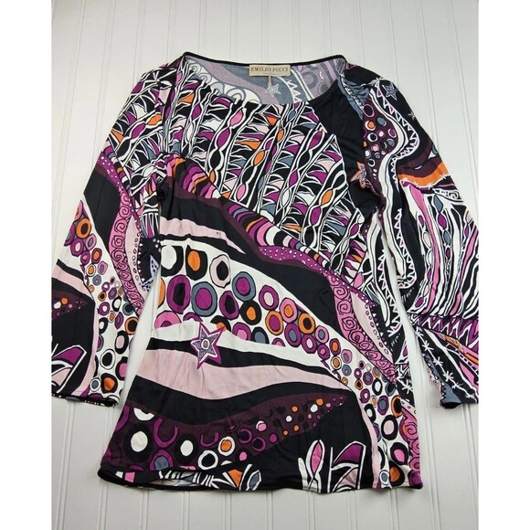 Emilio Pucci Women's Silk Rayon Printed Blouse Top Shirt Size 4